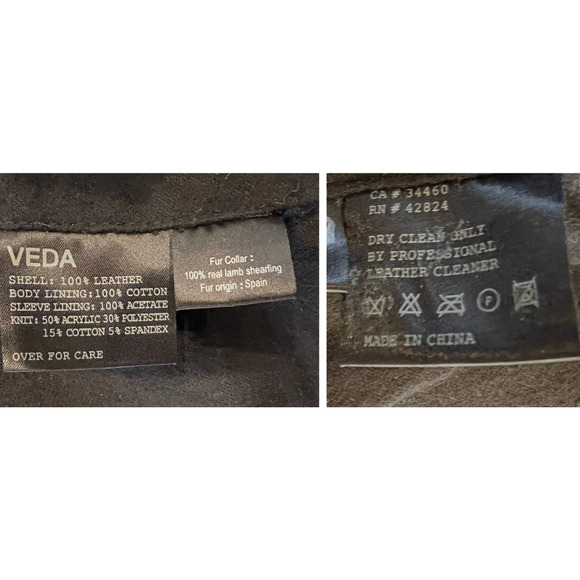 Veda Dom shearling shawl collar leather jacket (P) - Picture 10 of 10